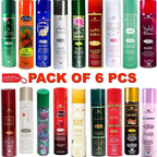 Collection of 18 air freshener cans with various colors and designs, labeled 'Pack of 6 PCS'.