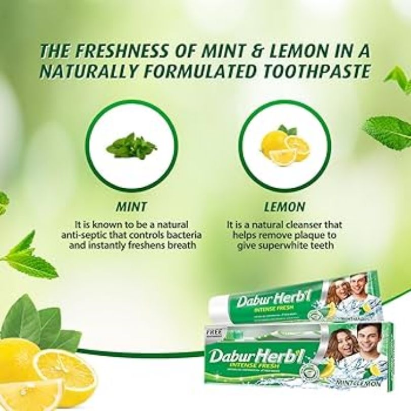 Dabur Herbal Intense Fresh Toothpaste (150g) Naturally Formulated Toothpaste