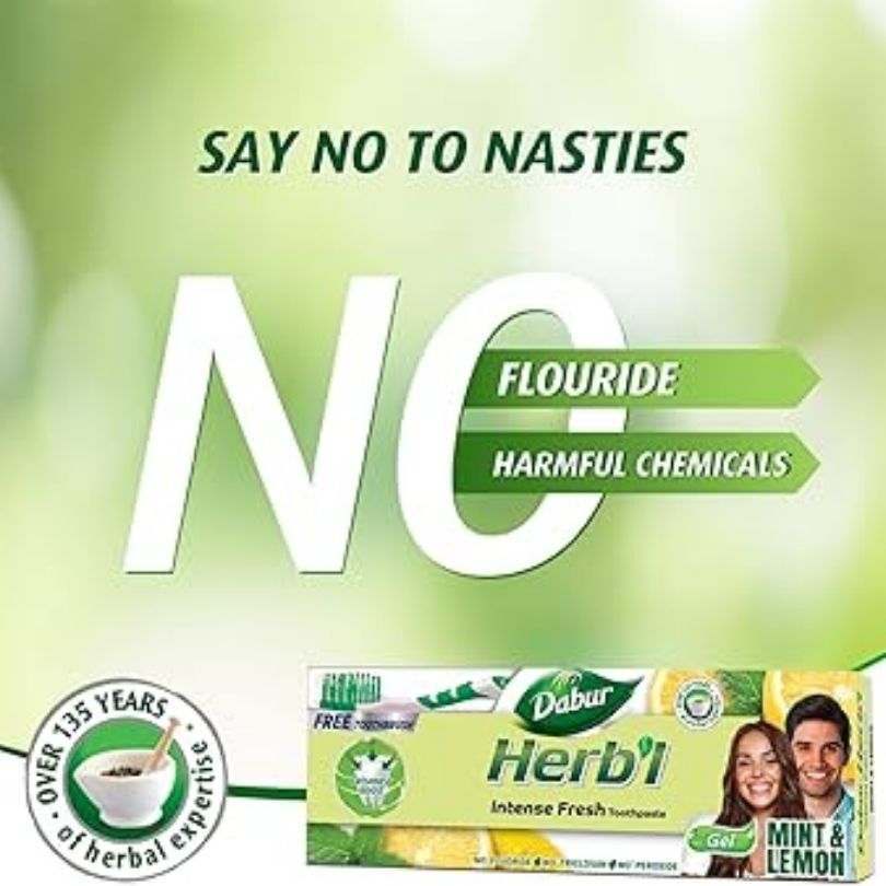 Dabur Herbal Intense Fresh Toothpaste (150g), Say No To Nasties