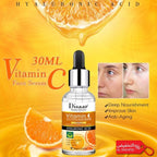 Transparent bottle of DISAAR Vitamin C Serum 30ml – facial serum for whitening, hydration, and anti‑wrinkle care