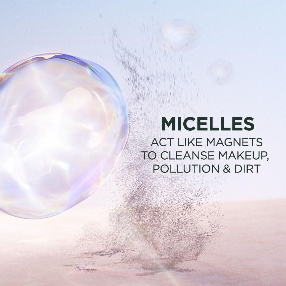 ماء غارنييه ميسيلار المنظف متعدد الاستخدامات (غطاء وردي) | مزيل مكياج لطيف للبشرة الحساسة والعينين 