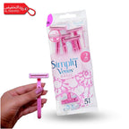 Pink Gillette Simply Venus razor held by a hand with packaging in the background