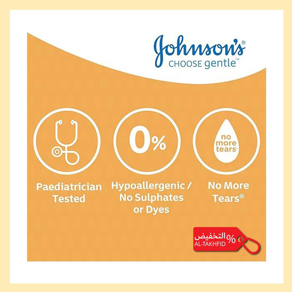 Johnson's product packaging with features on a beige background