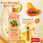 Kiss Beauty Papaya Extract Whitening hand & body lotion with vitamin E on a beige background