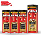 Three cans of Pif Paf cockroach and ant killer powder on a white background.