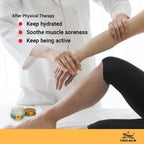 Person receiving physical therapy with Tiger Balm products on a white background