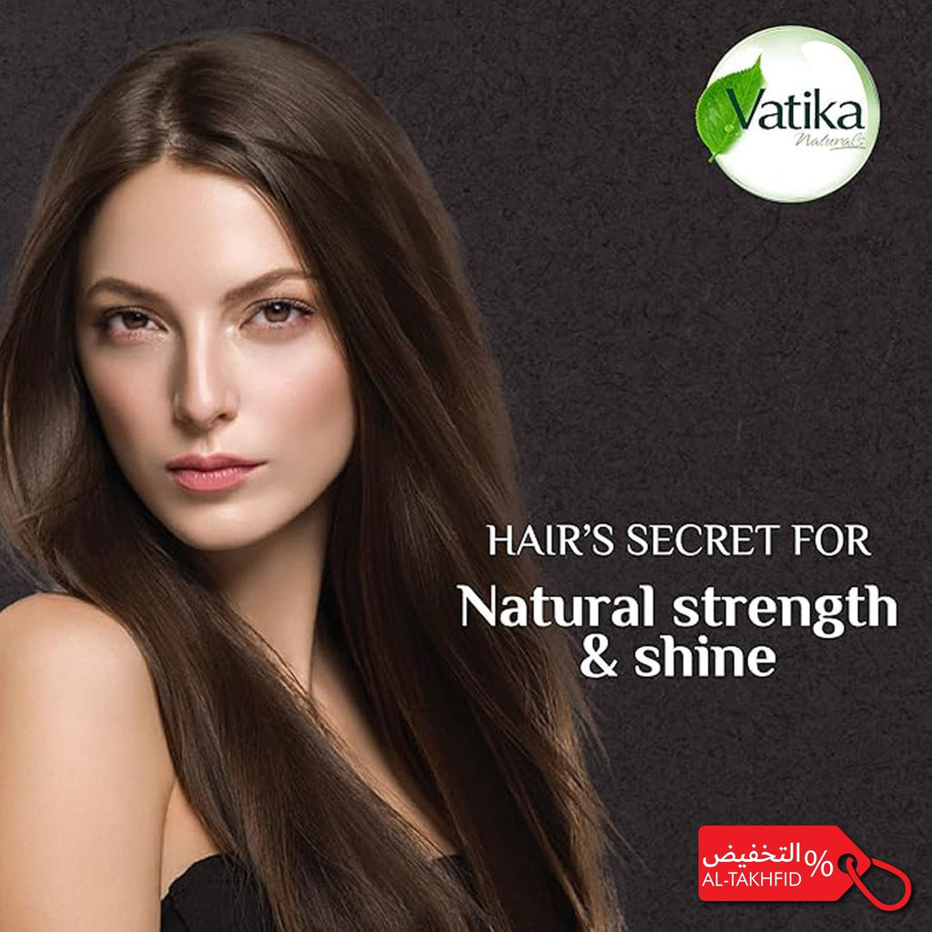 Woman with long brown hair against a dark background with Vatika logo and text.